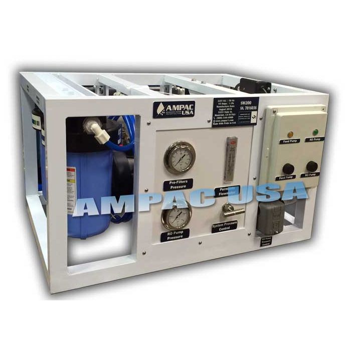 Seawater Desalination Reverse Osmosis Watermaker 300 GPD | 1135 LPD | Ampac USA